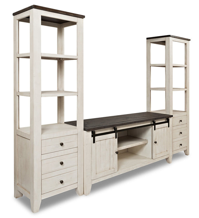 Madison Barn-Door 3-Piece Entertainment Centre with 60” TV Opening – White