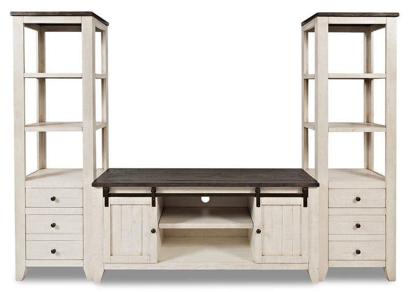 Madison Barn-Door 3-Piece Entertainment Centre with 60” TV Opening – White