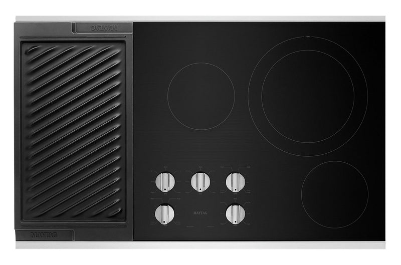 Maytag 36\" Electric Cooktop with Reversible Grill and Griddle - MEC8836HS