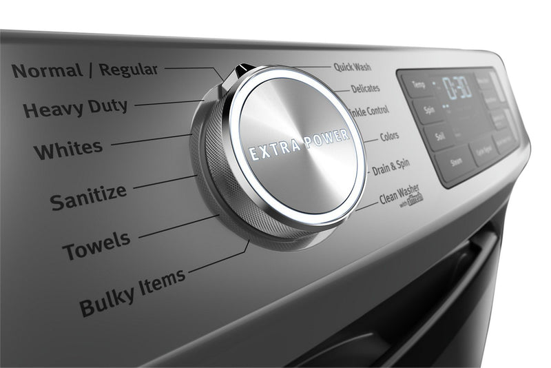 Maytag Front-Load 5.5 Cu. Ft. Washer with Extra Power and 7.3 Cu. Ft. Electric Steam Dryer – Slate