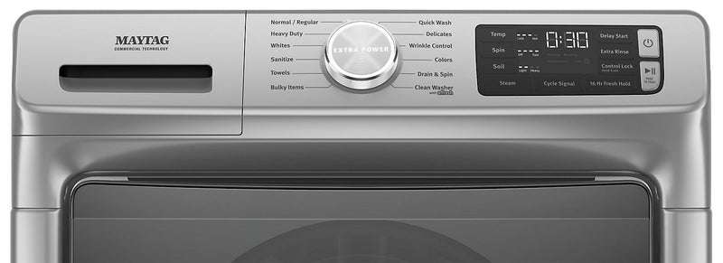 Maytag Front-Load 5.5 Cu. Ft. Washer with Extra Power and 7.3 Cu. Ft. Electric Steam Dryer – Slate