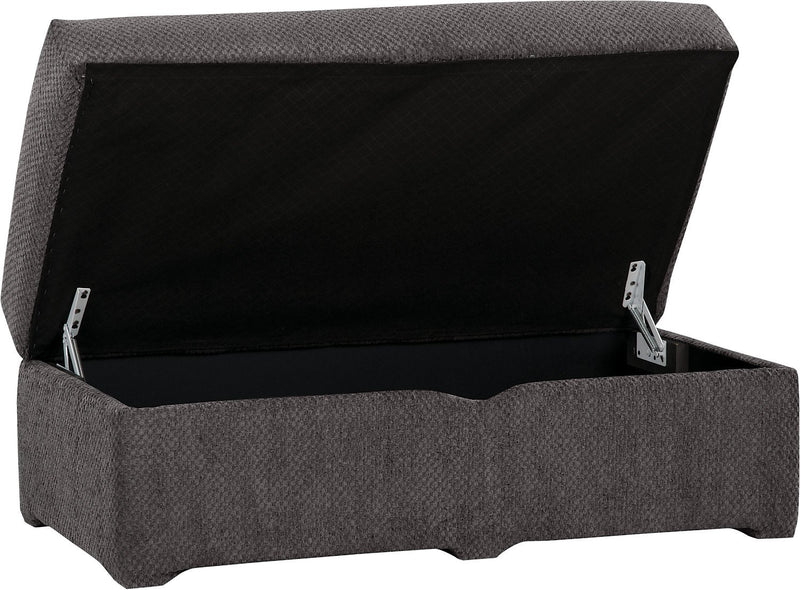 Morty Chenille Storage Ottoman - Grey