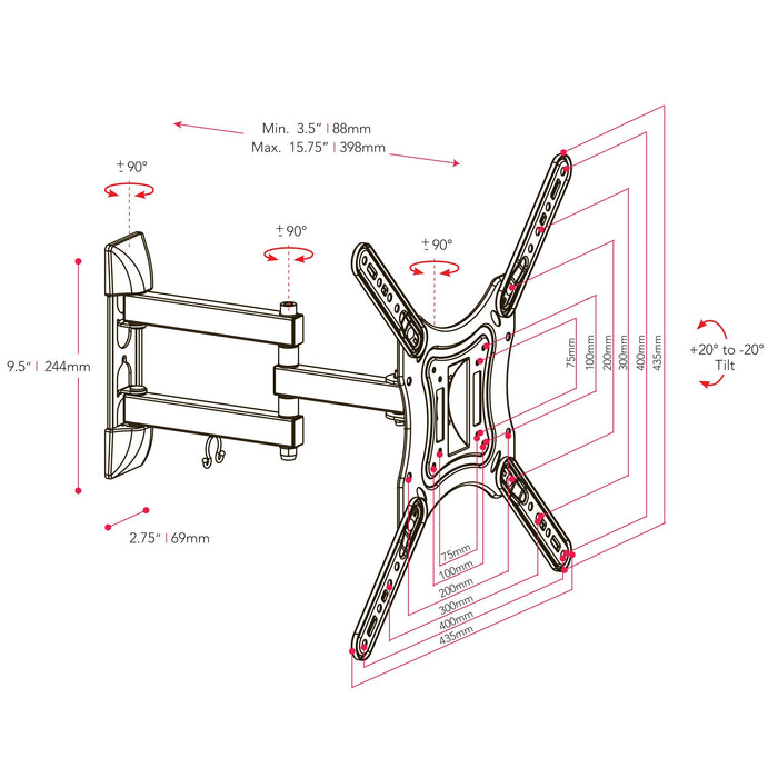 CorLiving Full-Motion X-frame Wall Mount for 23\" - 55\" TVs - MPM-805
