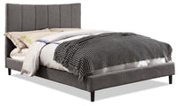 Paseo Upholstered Platform Bed in Grey Fabric - Queen Size 