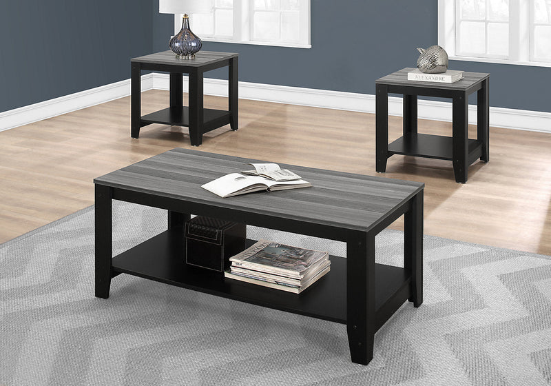 Rory 3-Piece Coffee and Two End Tables Package - Grey and Black