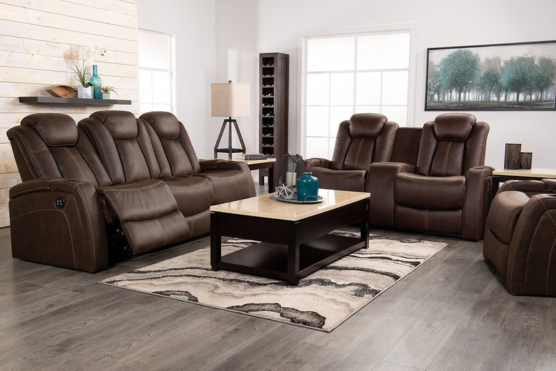 Ross Faux Suede Power Recliner - Chocolate