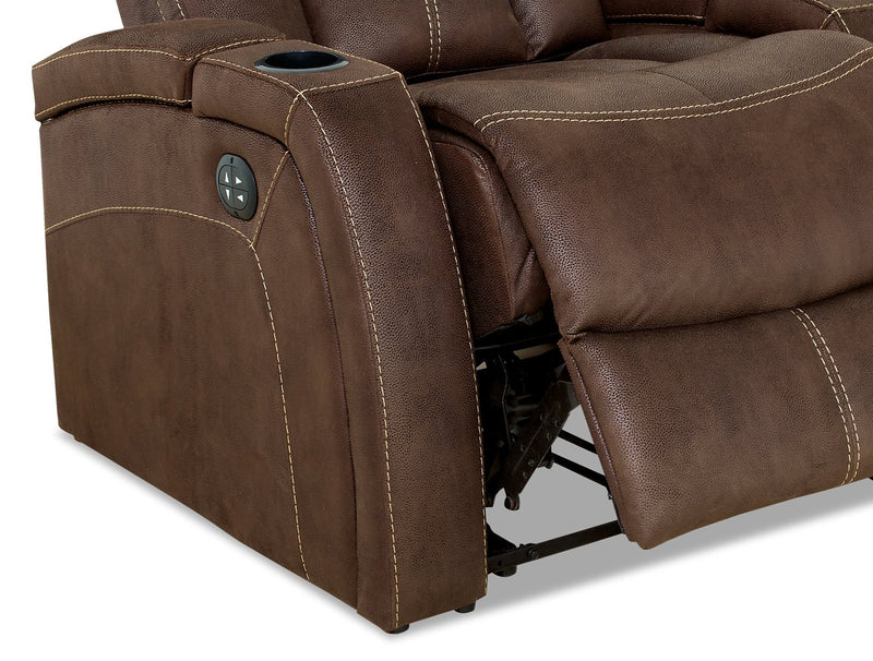 Ross Faux Suede Power Recliner - Chocolate