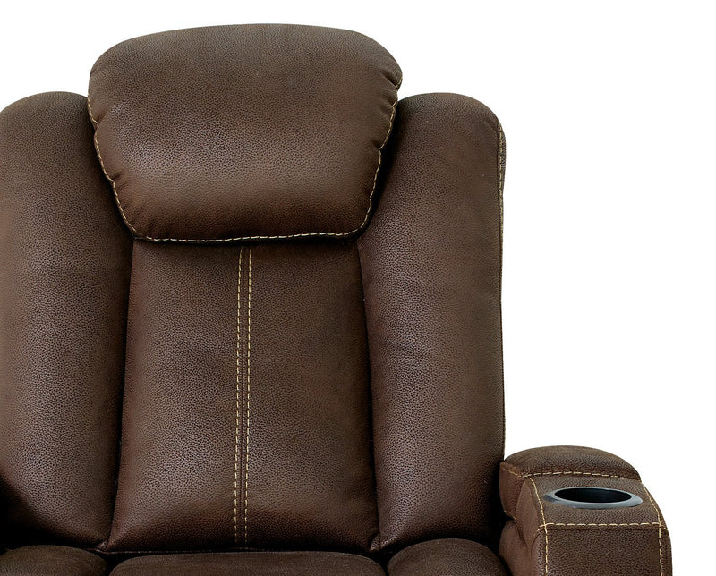 Ross Faux Suede Power Recliner - Chocolate