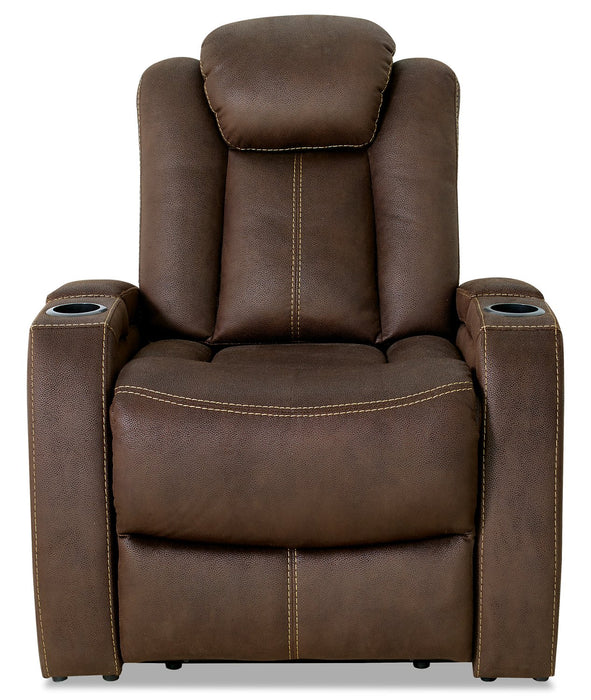 Ross Faux Suede Power Recliner - Chocolate