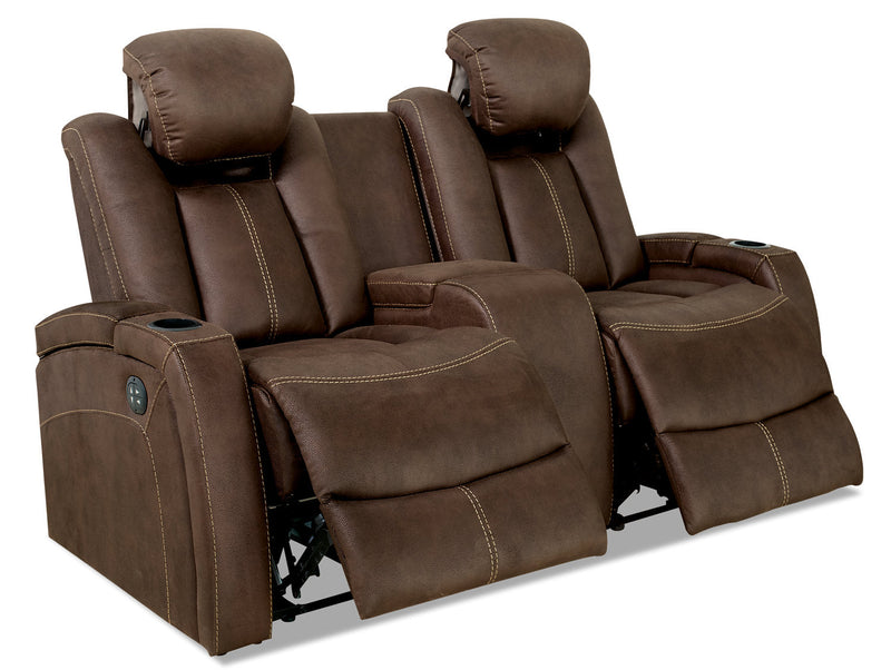 Ross Faux Suede Power Reclining Loveseat - Chocolate