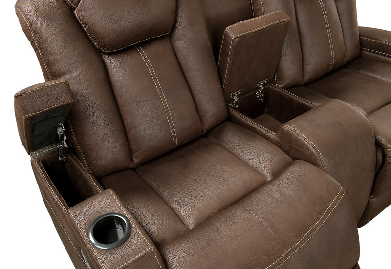 Ross Faux Suede Power Reclining Loveseat - Chocolate
