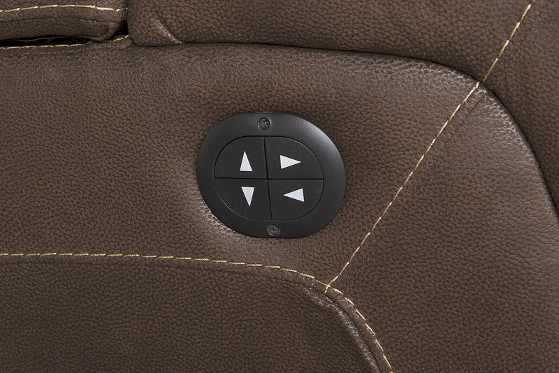 Ross Faux Suede Power Reclining Sofa with Power Headrest - Chocolate