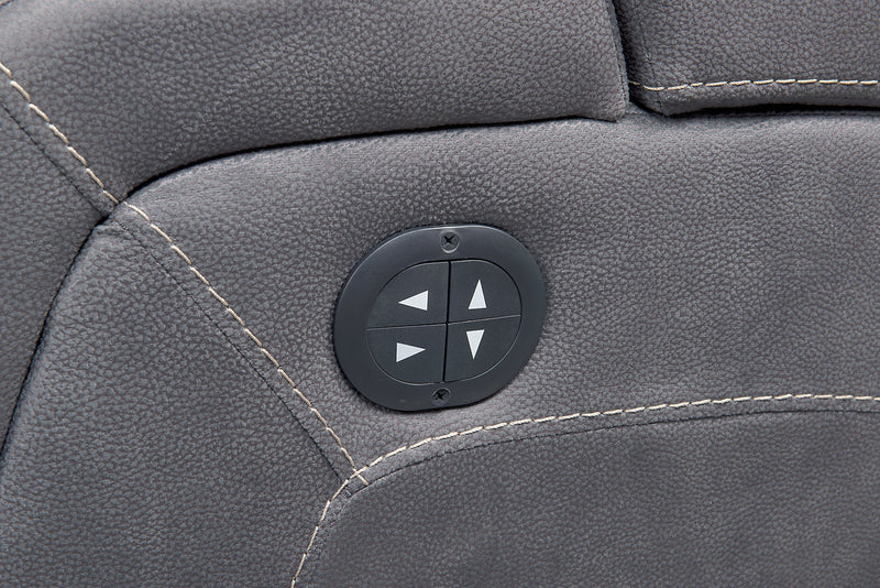 Ross Faux Suede Power Recliner - Pewter