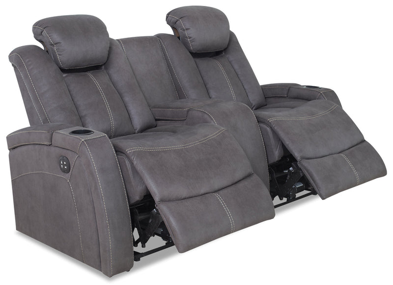 Ross Faux Suede Power Reclining Loveseat - Pewter