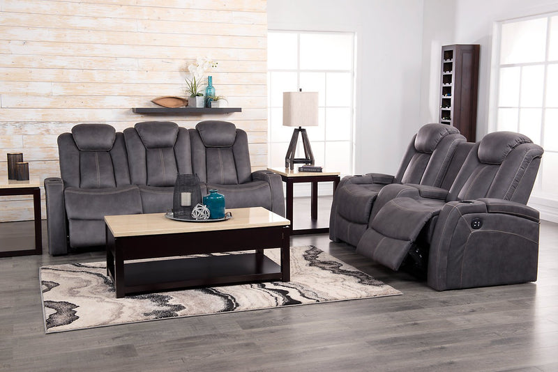 Ross Faux Suede Power Reclining Loveseat - Pewter