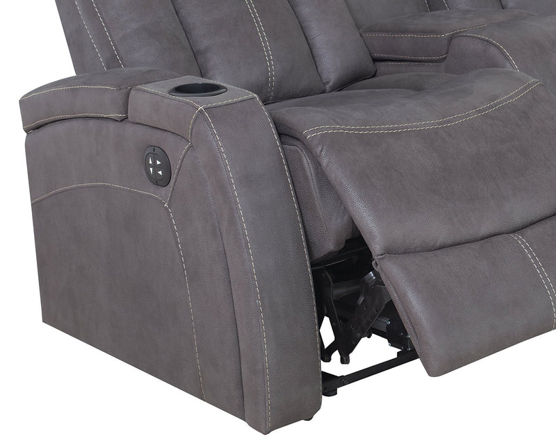 Ross Faux Suede Power Reclining Loveseat - Pewter