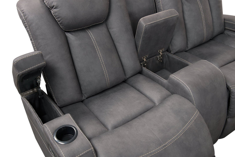 Ross Faux Suede Power Reclining Loveseat - Pewter