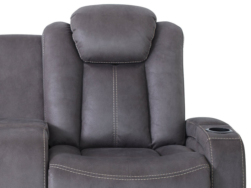 Ross Faux Suede Power Reclining Loveseat - Pewter