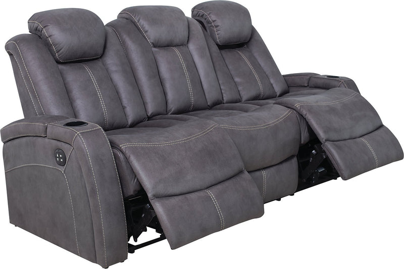 Ross Faux Suede Power Reclining Sofa with Power Headrest - Pewter