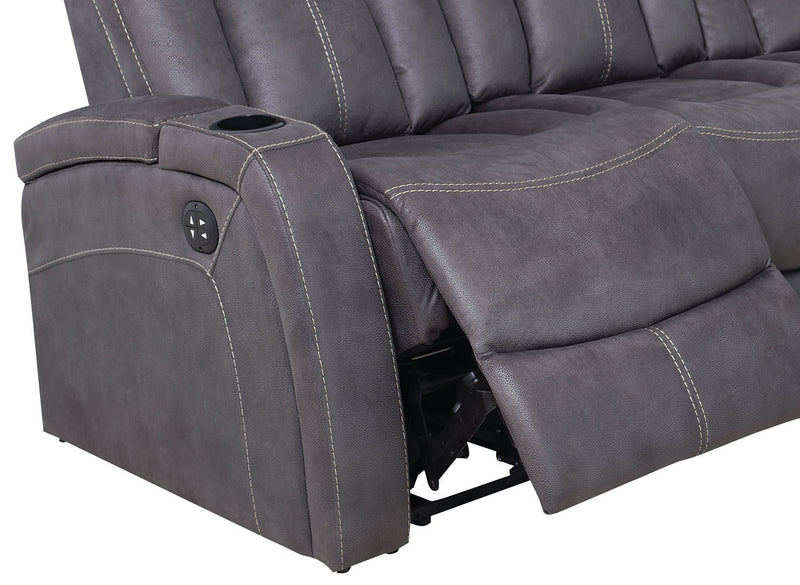 Ross Faux Suede Power Reclining Sofa with Power Headrest - Pewter