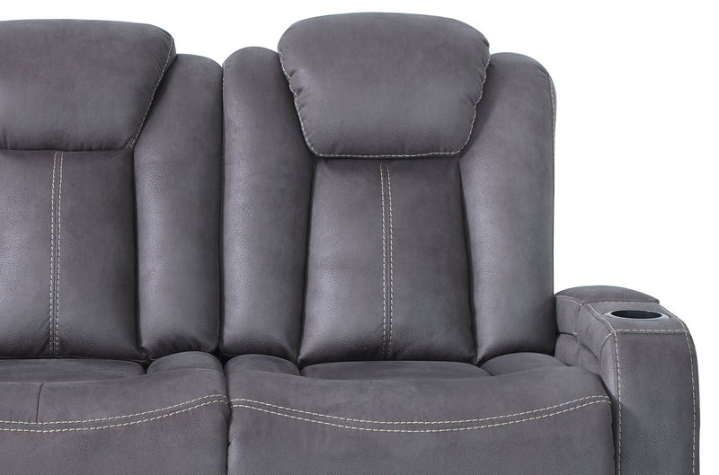 Ross Faux Suede Power Reclining Sofa with Power Headrest - Pewter