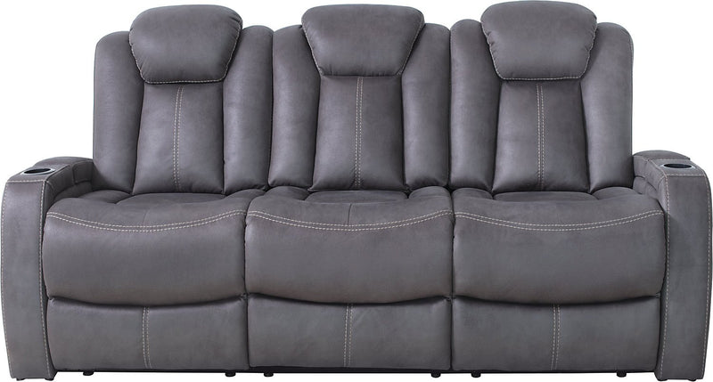 Ross Faux Suede Power Reclining Sofa with Power Headrest - Pewter