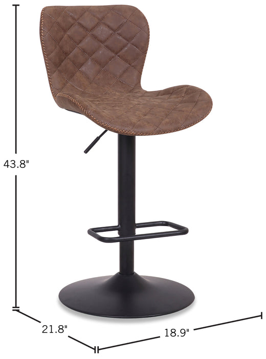 Seth Adjustable Bar Stool - Brown