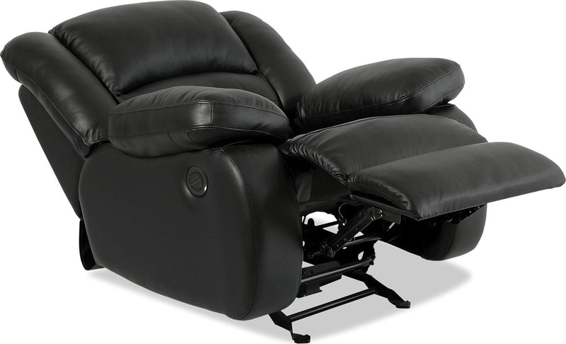Toreno Genuine Leather Power Recliner - Black
