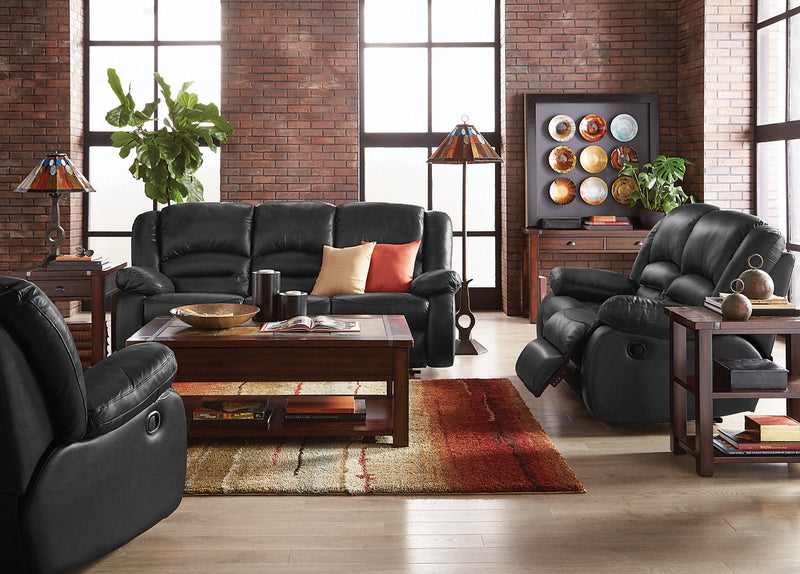 Toreno Genuine Leather Power Reclining Sofa - Black