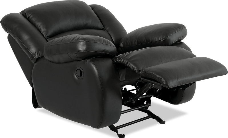 Toreno Genuine Leather Rocker Recliner - Black