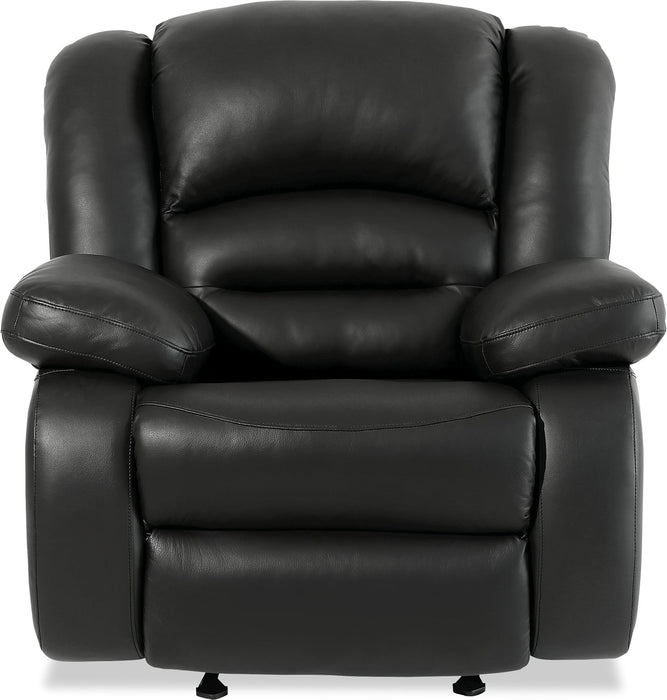 Toreno Genuine Leather Rocker Recliner - Black