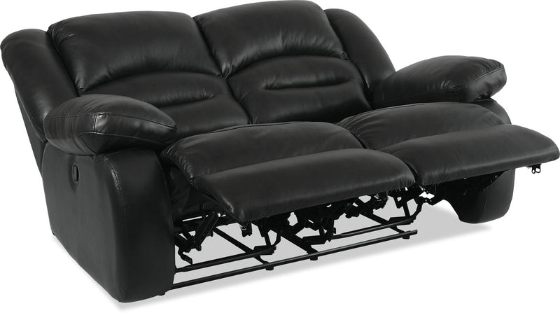Toreno Genuine Leather Reclining Loveseat - Black