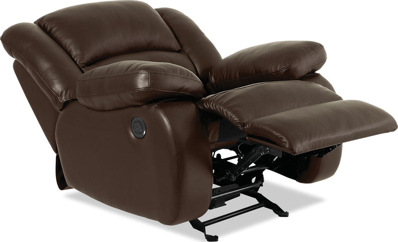 Toreno Genuine Leather Power Recliner - Brown