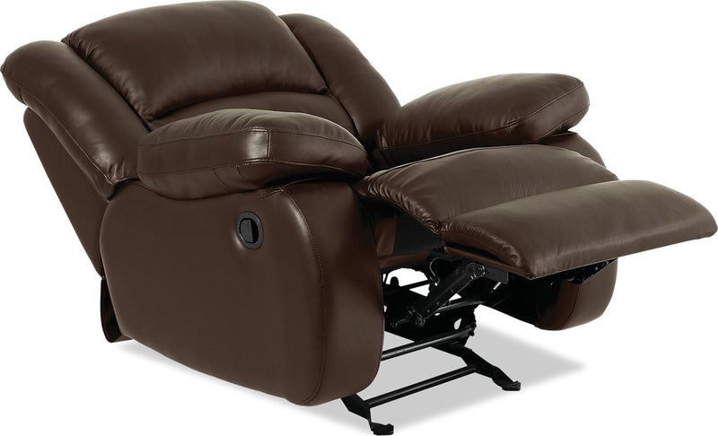 Toreno Genuine Leather Rocker Recliner - Brown