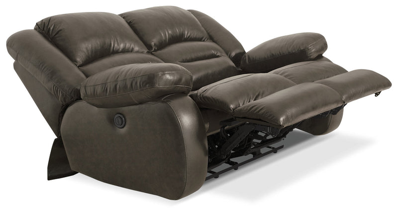 Toreno Genuine Leather Power Reclining Loveseat - Grey