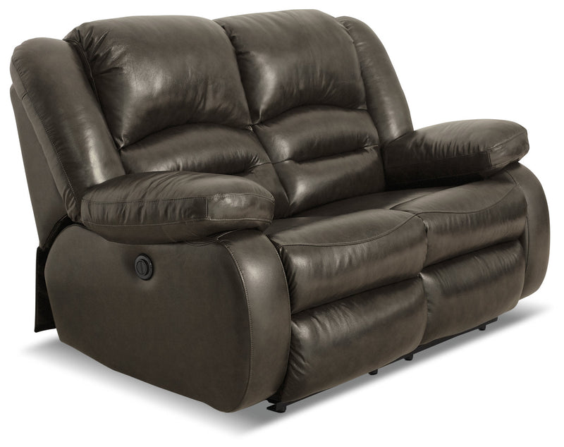 Toreno Genuine Leather Power Reclining Loveseat - Grey