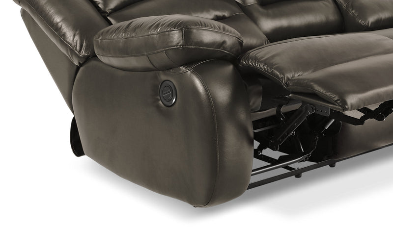 Toreno Genuine Leather Power Reclining Loveseat - Grey