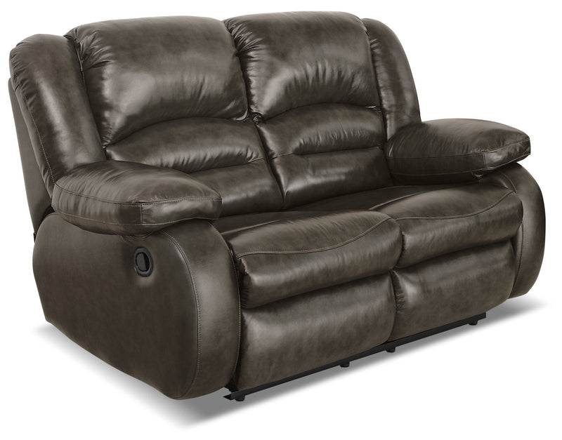 Toreno Genuine Leather Reclining Loveseat - Grey
