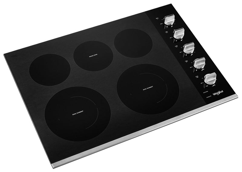 Whirlpool 30\" Electric Ceramic Glass Cooktop with Two Dual Radiant Elements - WCE77US0HS