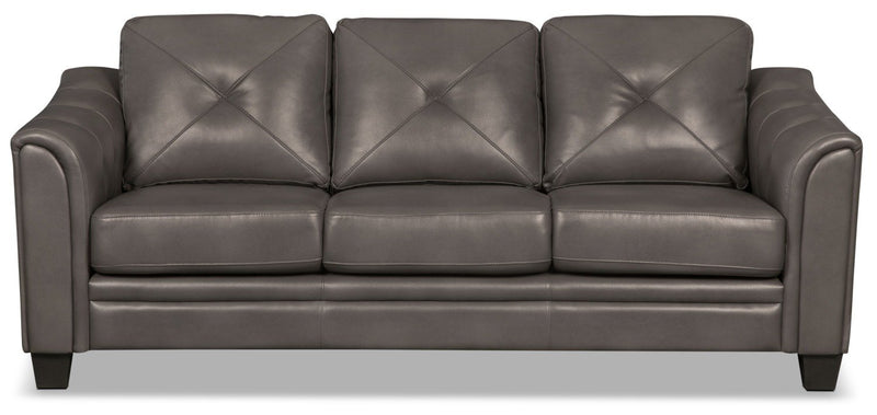 Andi Leather-Look Fabric Sofa - Grey