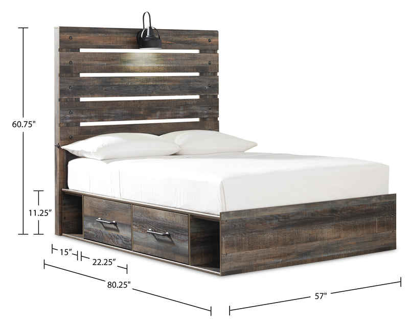 Abby Full Side Storage Bed - Brown