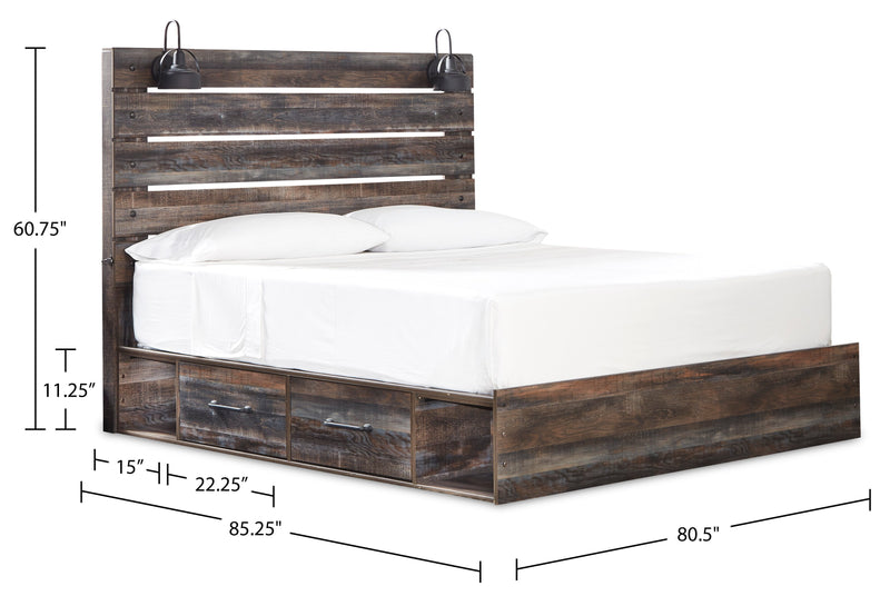 Abby King Side Storage Bed - Brown