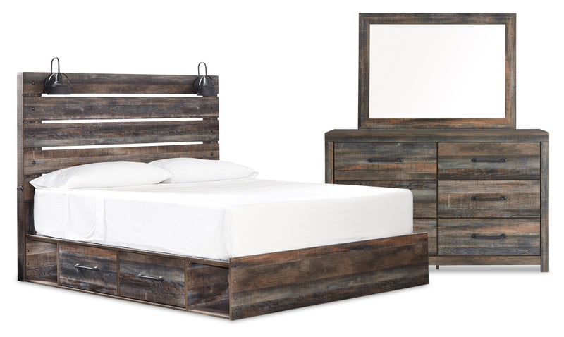 Abby 5-Piece King Bedroom Package with Side Storage - Brown