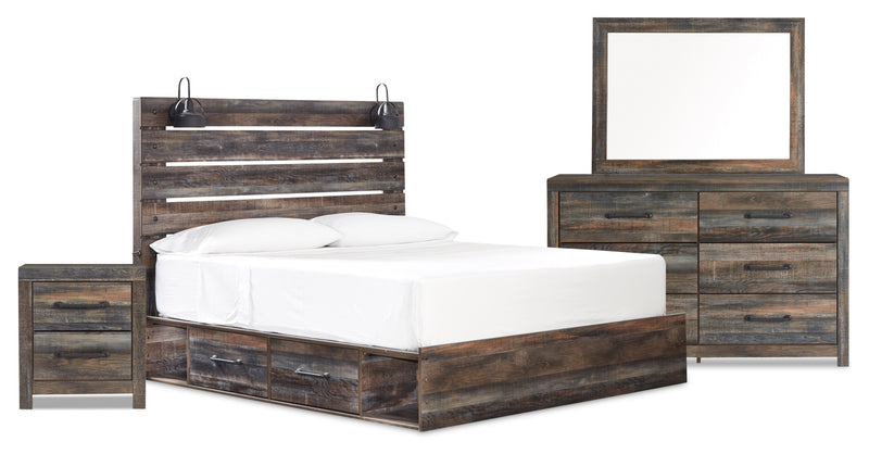 Abby 6-Piece King Bedroom Package with Side Storage - Brown