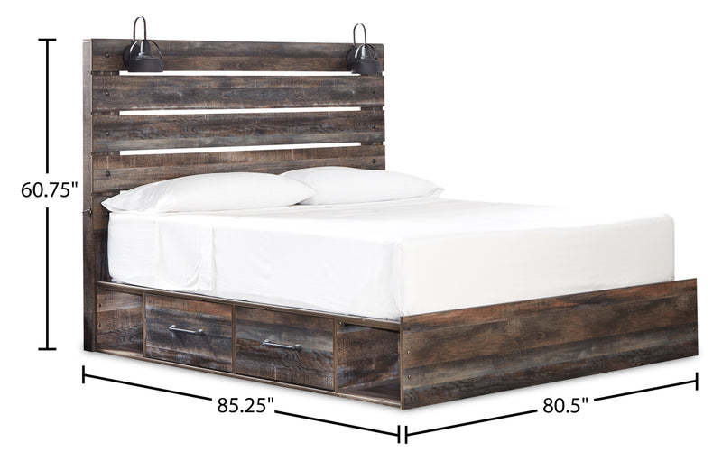 Abby 6-Piece King Bedroom Package with Side Storage - Brown