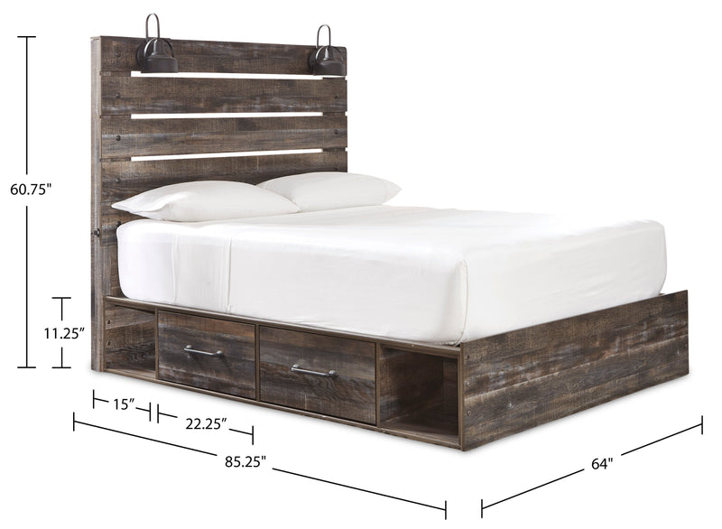 Abby Queen Side Storage Bed - Brown