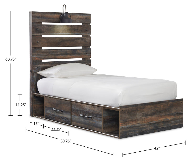 Abby Twin Side Storage Bed - Brown