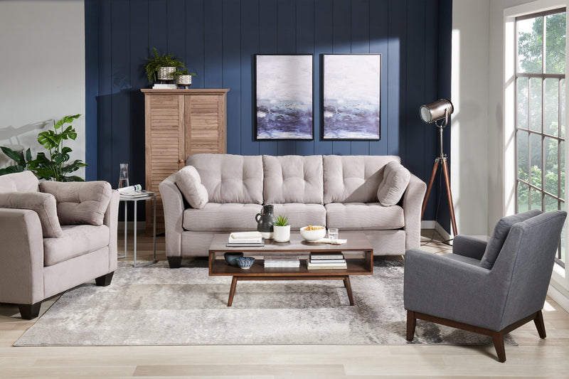 Adel Linen-Look Fabric Accent Chair - Dark Grey