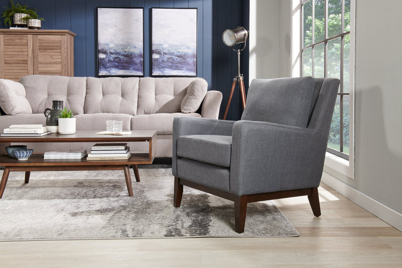 Adel Linen-Look Fabric Accent Chair - Dark Grey