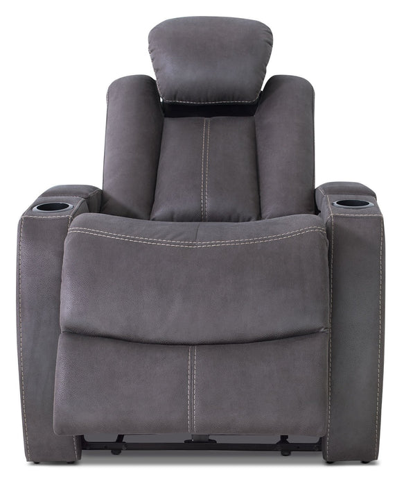 Ross Faux Suede Power Recliner - Pewter